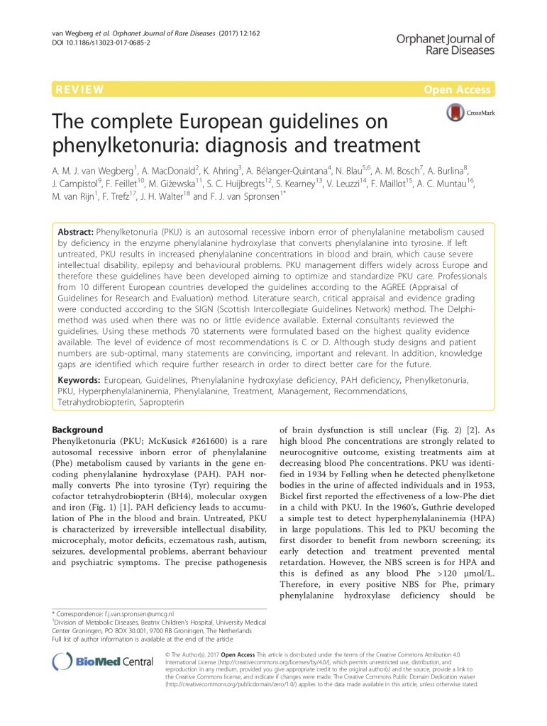 European PKU Guidelines